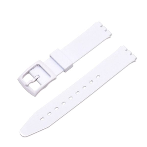 17mm Universal stripe printed silicone watch strap - White For Discount