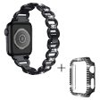 Apple Watch SE 2022 (44mm) rhinestone décor alloy strap with cover - Black Hot on Sale