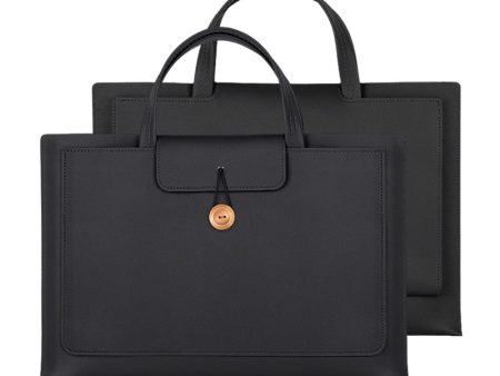 Vegan Leather Handbag for 13   13.3   13.6   14   Laptops Protection Sleeve 3-Layer Notebook Computer Storage Bag - Black Online