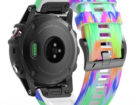 26mm pattern style silicone strap for Garmin watch - Colorful Glitch For Sale