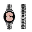 20mm rhinestone décor zinc alloy watch strap for Samsung watch - Black For Sale