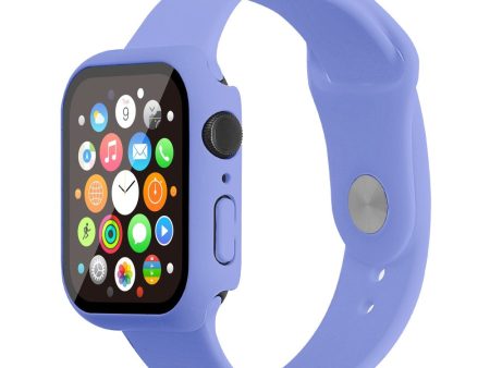 Apple Watch (45mm) silicone watch strap + cover with tempered glass - Lilac   Size: M   L Online