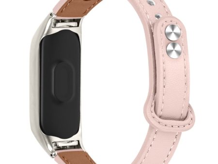 Xiaomi Smart Band 8 Genuine leather strap with silver cover - Light Pink Supply