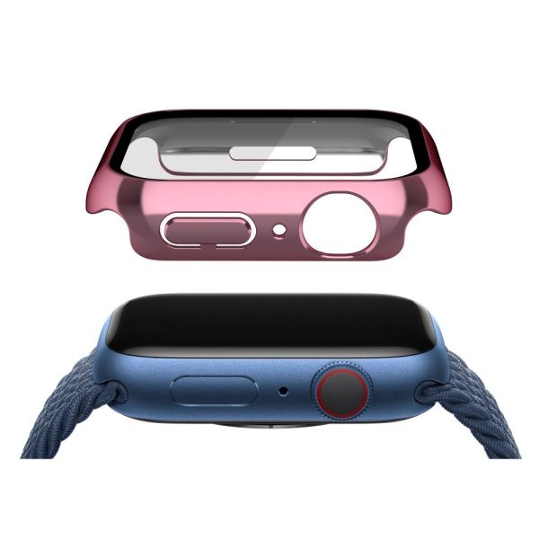 Apple Watch (45mm) electroplating cover with tempered glass - Pink Hot on Sale