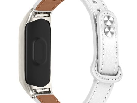 Xiaomi Smart Band 8 Genuine leather strap with silver cover - White Supply