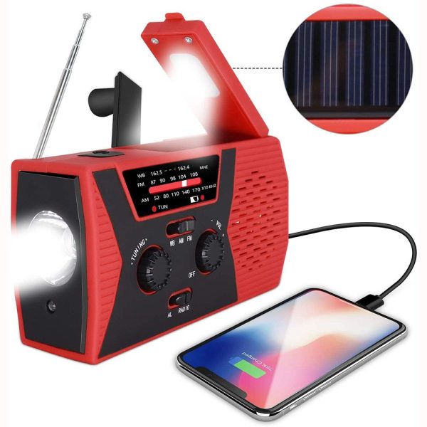 Solar Powered AM FM Emergency Radio with Hand Crank Fashion