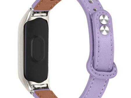 Xiaomi Smart Band 8 Genuine leather strap with silver cover - Light Purple Online Hot Sale