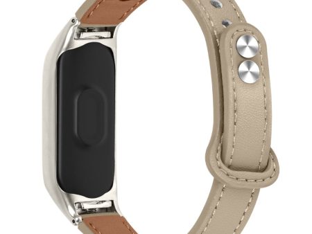 Xiaomi Smart Band 8 Genuine leather strap with silver cover - Milk Tea Brown Discount