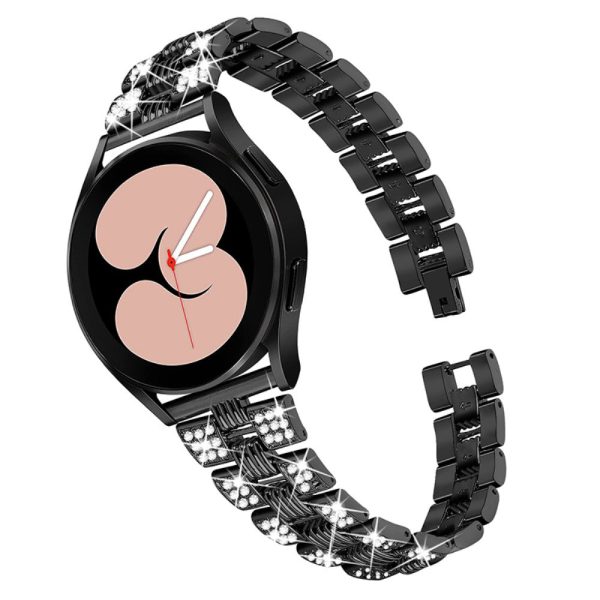 20mm rhinestone décor zinc alloy watch strap for Samsung watch - Black For Sale