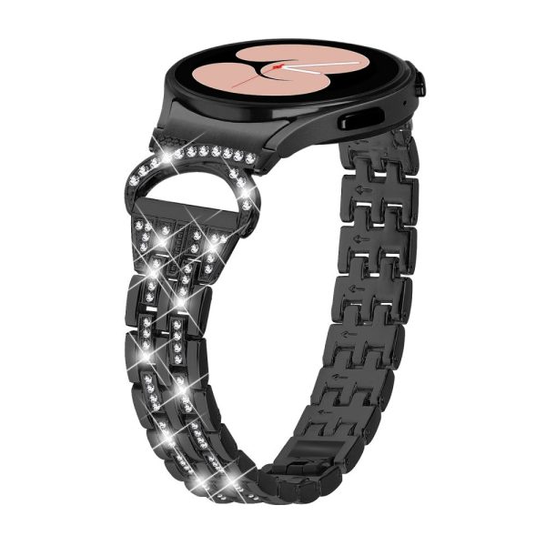 Samsung Galaxy Watch 5 (44mm)   (40mm)   4   3 (41mm) rhinestone décor stainless steel strap - Black Cheap