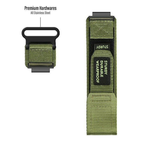 20mm Nylon Watch Band for Samsung Galaxy Watch FE 40mm   Watch7 44mm   40mm Loop Fastener Strap - Army Green For Cheap