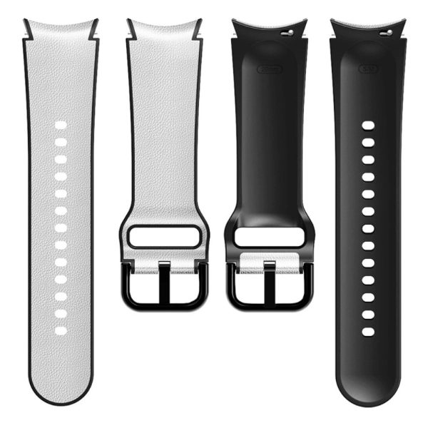 20mm Universal silicone + genuine leather watch strap - Light Grey For Cheap