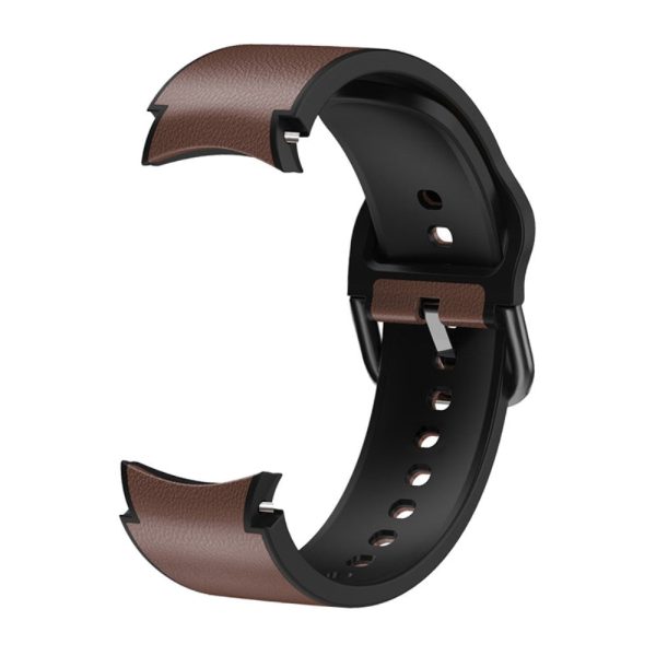 20mm Universal silicone + genuine leather watch strap - Dark Brown Sale