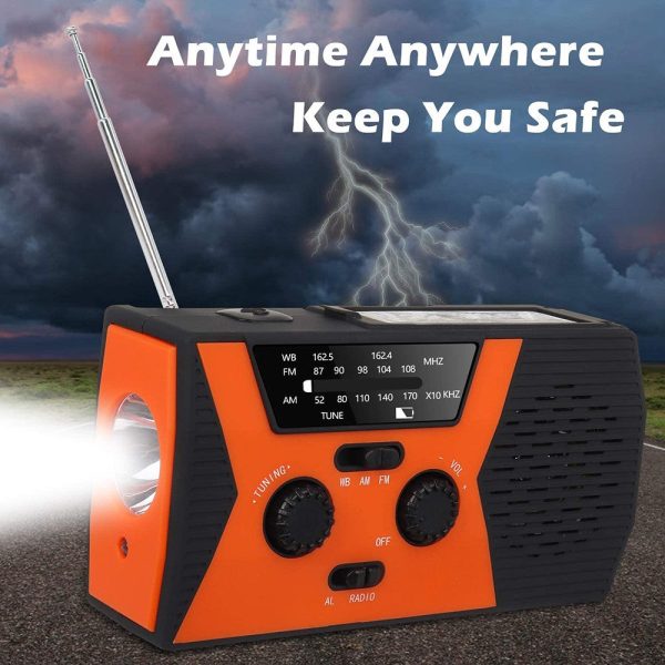 Solar Powered AM FM Emergency Radio with Hand Crank Fashion