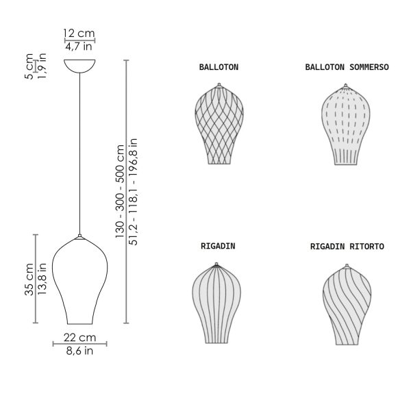 Balloon Balloton Sommerso Pendant Light Clear, Amber, Amethyst Supply