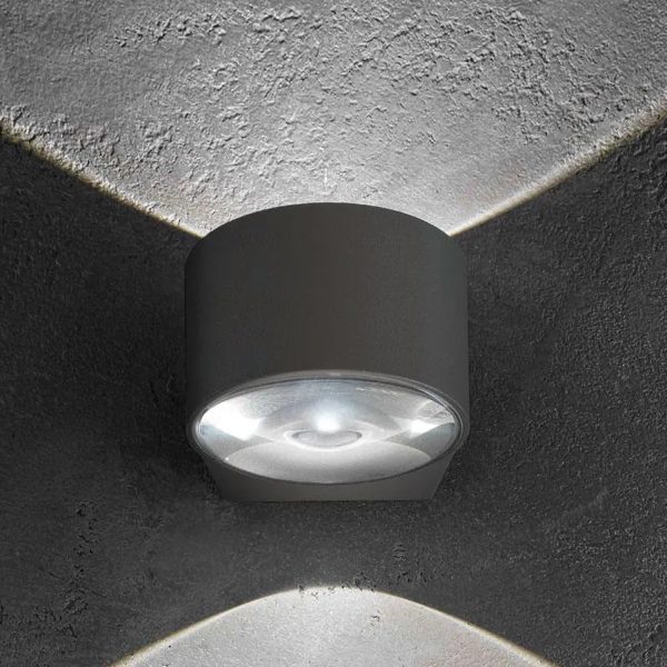 Lens Outdoor Up Down LED Wall Light 12w Matt White, Dark Grey For Discount