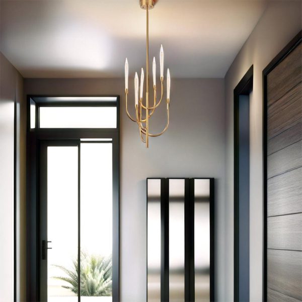 Archer LED Pendant Light 6Lt 18w Antique Gold For Discount